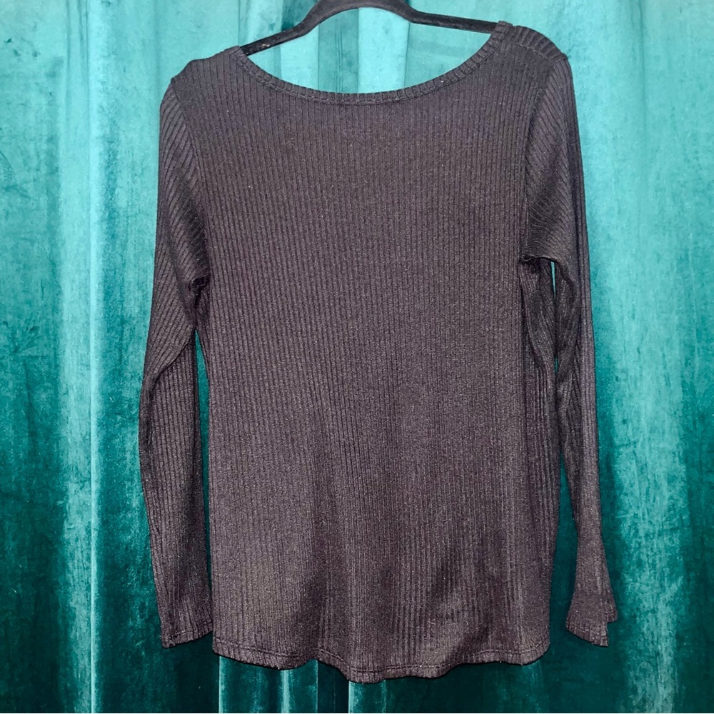 American Eagle Outfitters Black Long Sleeve Ribbed Tunic - Picture 2 of 4